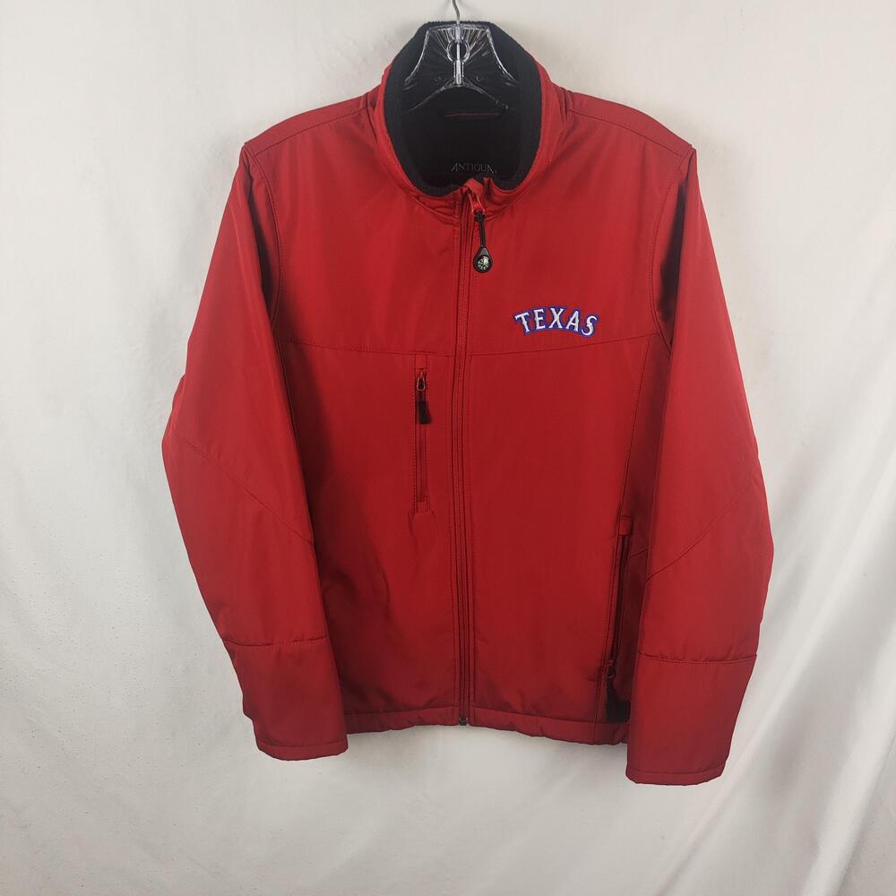 Texas Rangers Jacket Mens Medium Red MLB Baseball Lightweight Full Zip Antigua
